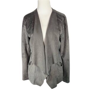 Market & Spruce Walley Faux Suede Drape Front Jacket Dark Grey - Large
